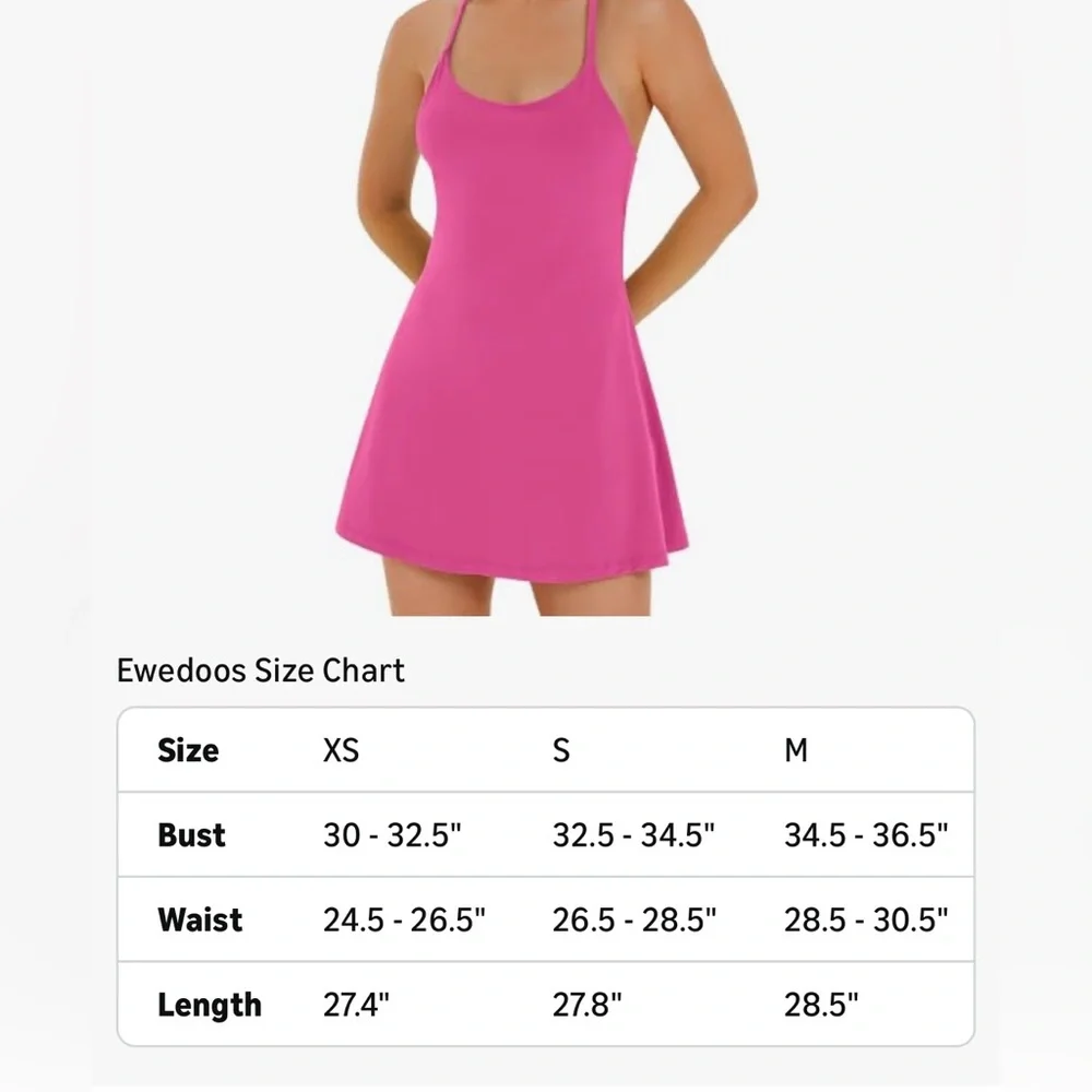 Ewedoos Tennis Dress Athletic Dress Summer Dress Hot Pink Mini size Small